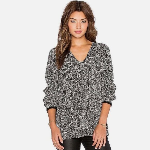 Rag & Bone Karen Black White Heavy Sweater Quiet Luxury Fall Minimalist Sz Small - Picture 1 of 8